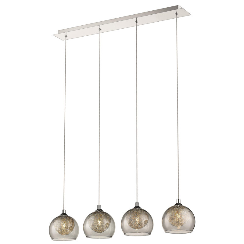 Theodore 4 - Light Glass/Aluminium Kitchen Island Pendant