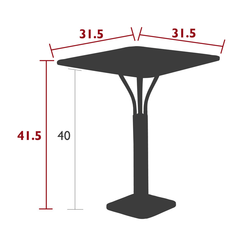 Luxembourg Outdoor Square Dining Table, Acapulco Blue, 36" W x 36" L x 29.5" H