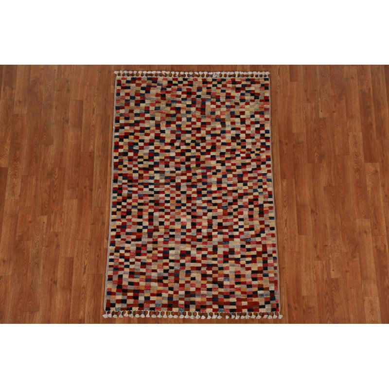 Checkered Gabbeh  Wool Area Rug 3x5