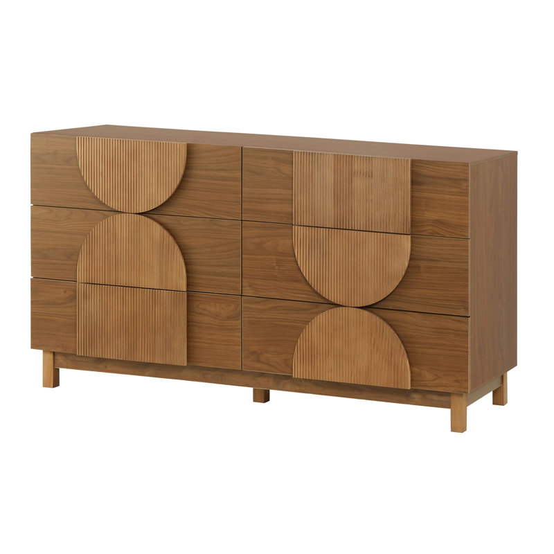 Commode 6 tiroirs pour chambre à coucher, Brun