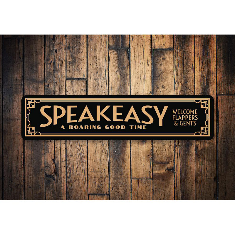 Plaque en aluminium Roaring Good Time Speakeasy, H 6 po x l 24 po x P 0,06 po