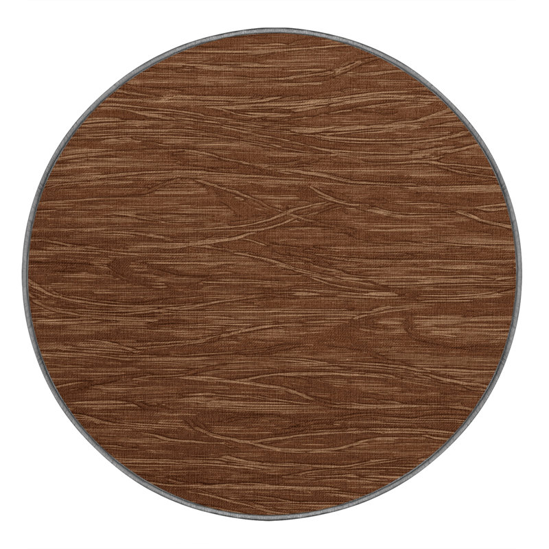 Machine Washable Abstract Brown Area Rug, Round 8'