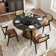 Meghin Modern Round Dining Table with Lazy Susan for 4-6, Sintered Stone Tabletop, Solid Pedestal Carbon Steel Base Pre-Assembly