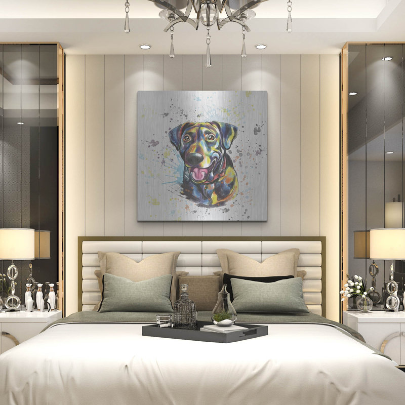«Colorful Watercolor Labrador Retriever» par les affiliés Furbaby, H 36 po x l 36 po