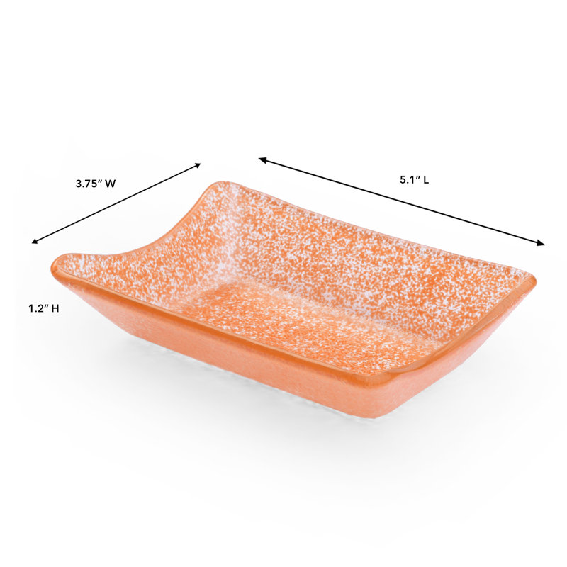Isenberg Aqua Glass Rectangular Bowl, Orange