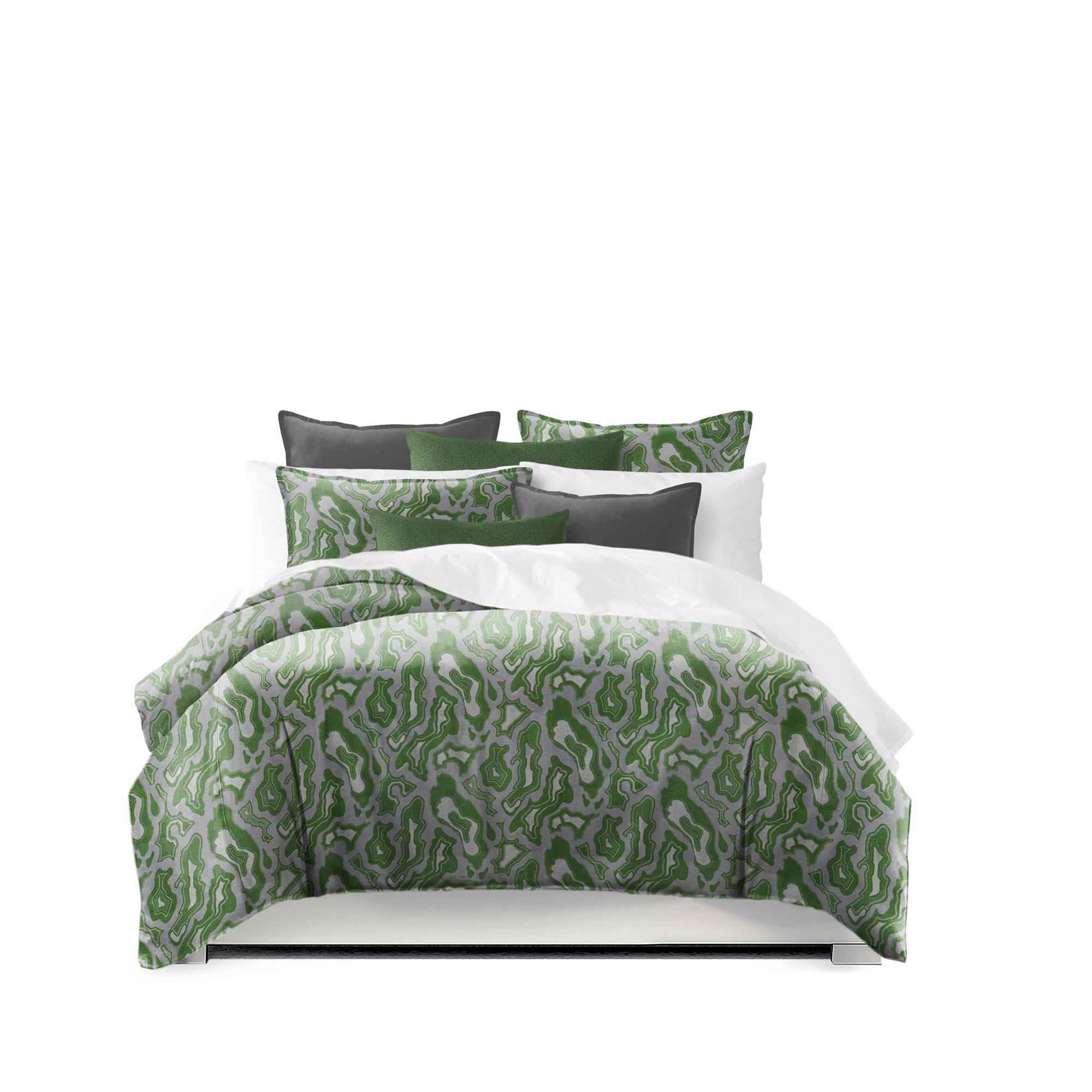 Bramble Floral Green Standard Cotton Reversible Duvet Cover Set