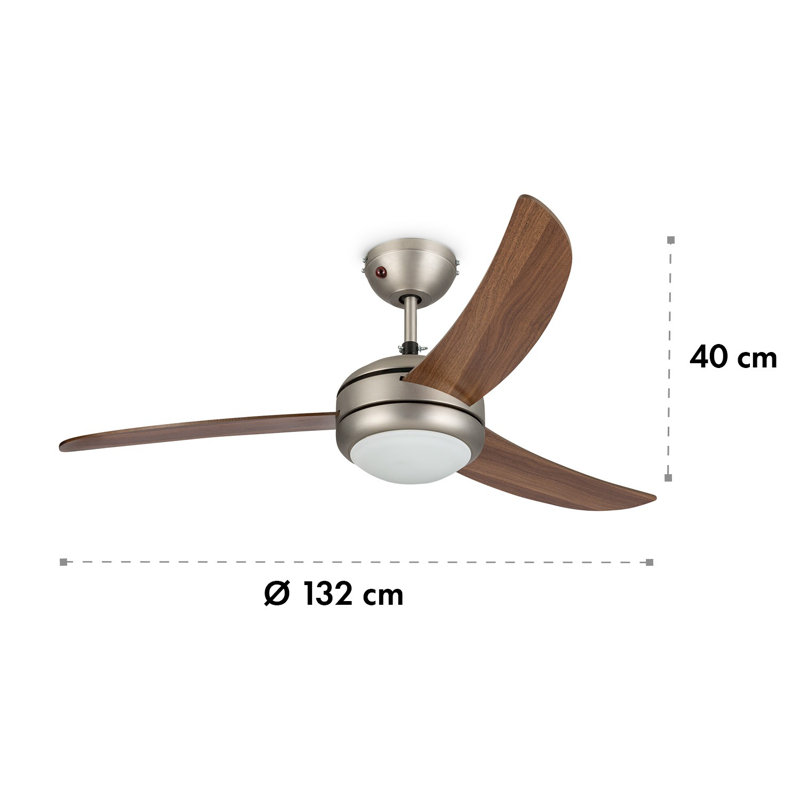 132cm Ceiling Fan with Light Kit, Dark brown