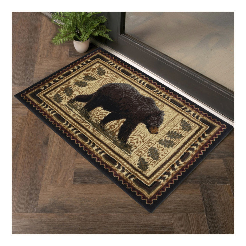 Black 2 ft. 7 in. x 7 ft. 3 in. Lodge Area Rug