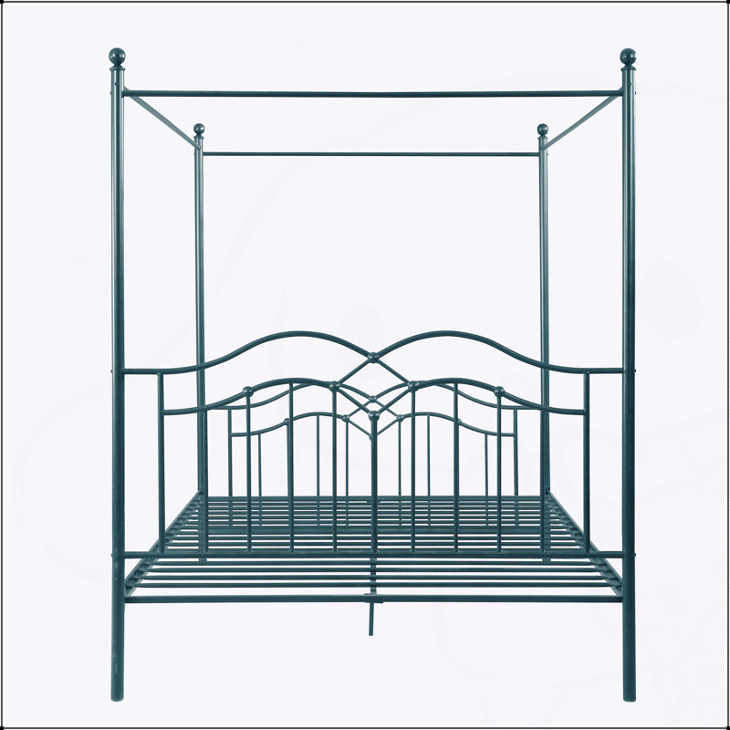 Structure de lit à baldaquin en métal pour grand lit, élégante et robuste avec un design classique et sans sommier