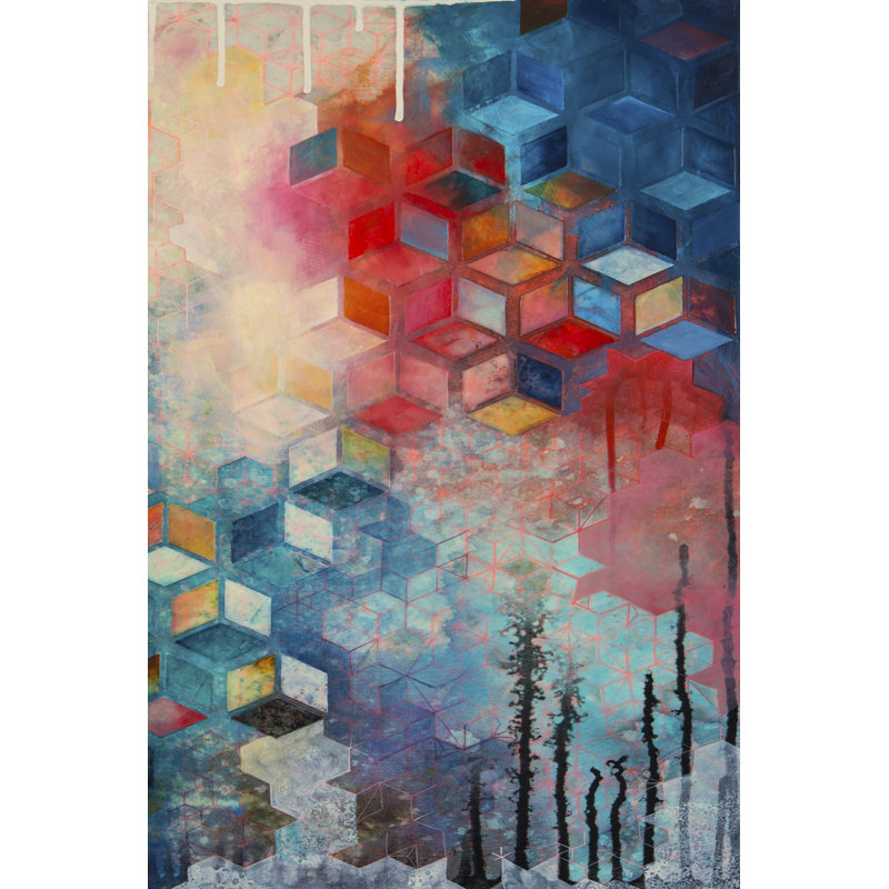 Split Asanoha II - Painting, 30 cm H x 20 cm W, Wrapped Canvas