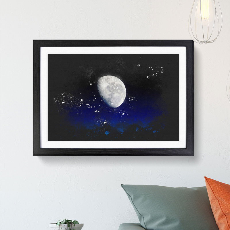 Close Up Of The Moon - Single Picture Frame Print on MDF, Black Framed, 62cm H x 87cm W x 2cm D