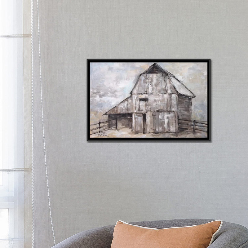 «The Barn», reproduction sur toile, H 18 po x l 26 po x P 1,5 po, Toile encadrée noire, Pas de tapis