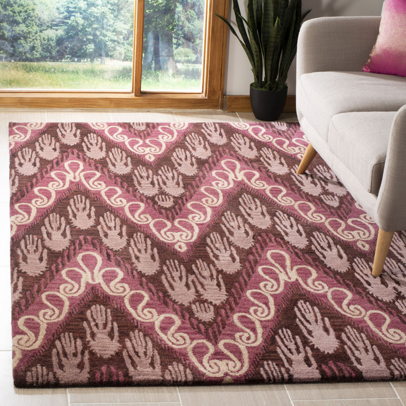 Kline Ikat Hand Tufted Wool Ikat Rug, Rectangle 4' x 6'