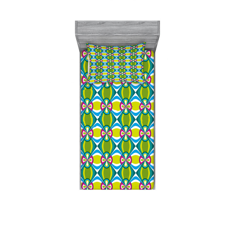 Ensemble de draps à motif floral elliptique Motifs, Ensemble de draps pour lit simple avec drap-housse