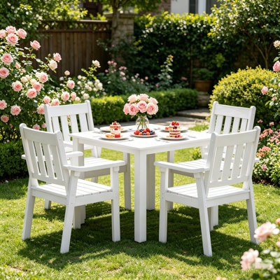 Ensembles de salle à manger d'extérieur imperméables toutes saisons - Ensembles de salle à manger d'extérieur modernes résistants à la rouille pour terrasse de jardin 1 table 4 chaises