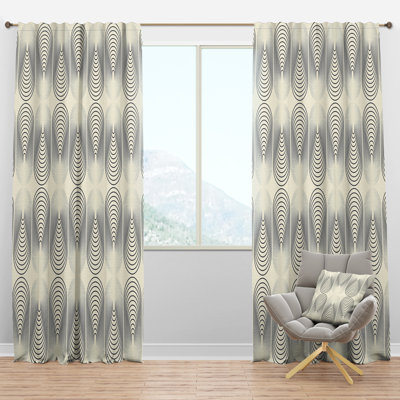 Panneau de rideau simple semi-diaphane avec passe-tringle Mid-Century