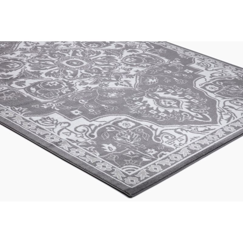 Verdone gris rétro géométrique sans médaillon gris, Rectangle 7 pi 10 po x 9 pi 10 po