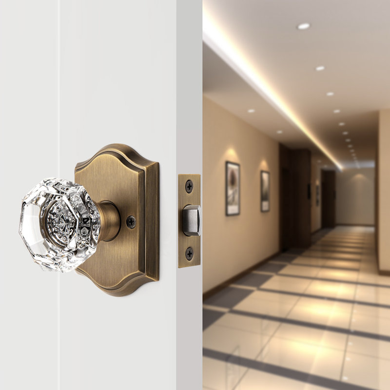 Crystal Door Knobs, Antique Brass, Passage (Hall & Closet)
