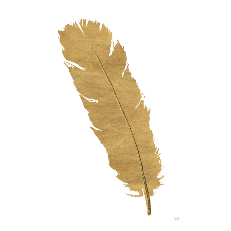 Pure Gold Feather V by Chris Paschke - Wrapped Canvas Painting, 91cm H x 61cm W x 3.8cm D	