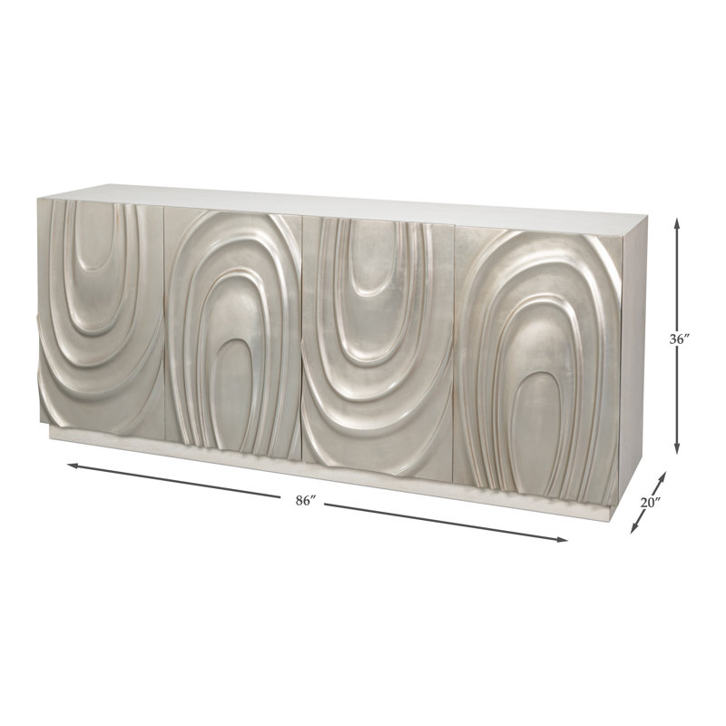 Capriole 86'' W Solid Wood, White/Silver
