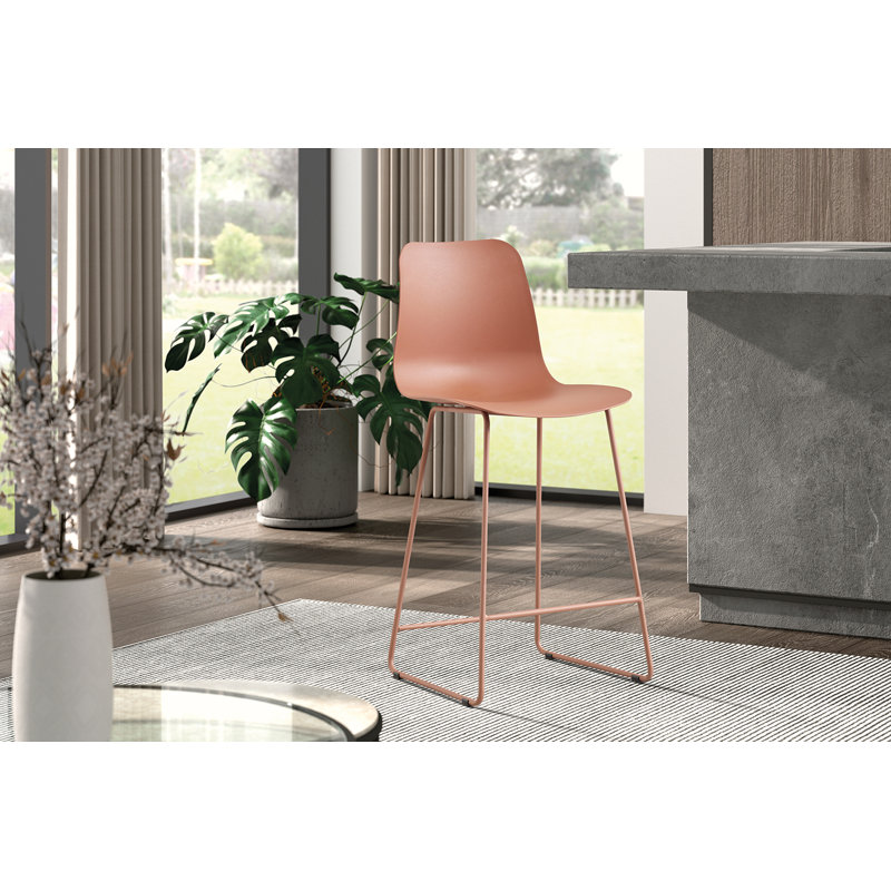 Briyan Counter Stool with Metal Frame, Teracotta