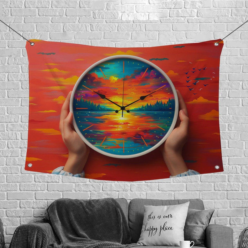 Scifi Landscape Fantasy Fabric Tapestry, 50" H x 60" W