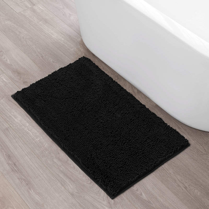 Non-Slip Bath Mat - Basics by Wayfair™, Single - 27" L x 45" W, Black