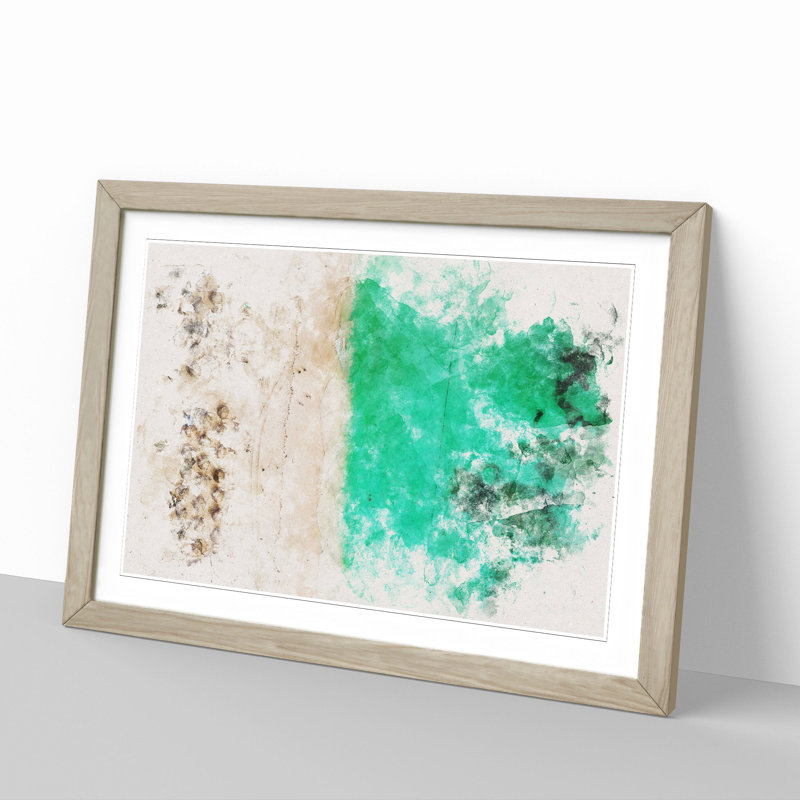 Tiki Beach in the Dominican Republic Watercolour - Picture Frame Graphic Art, 36cm H x 48cm W x 2cm D, Oak