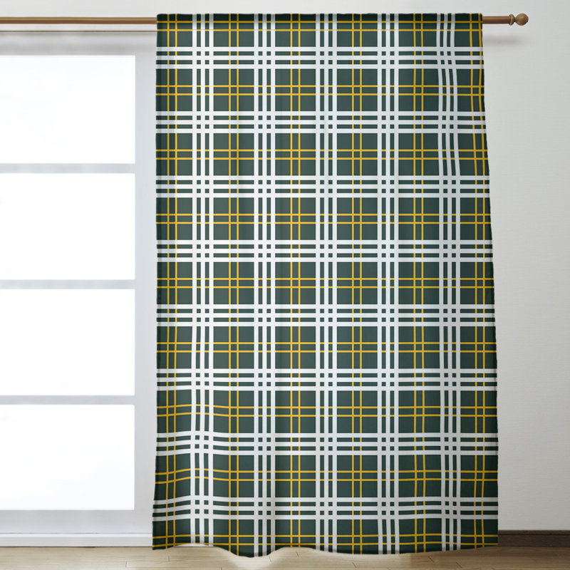 Room Darkening Curtain Single Panel, Snow/Yellow/Dark Green