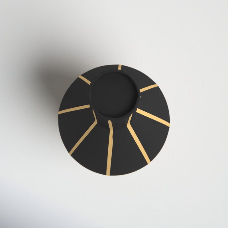 Midori 14.17'' Ceramic Table Vase, Black/Butter