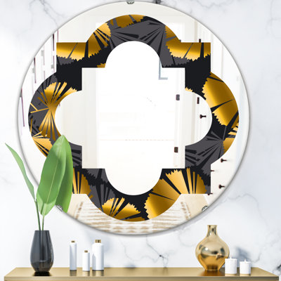 Miroir mural sans cadre glam quadrilobe palm leaves iii