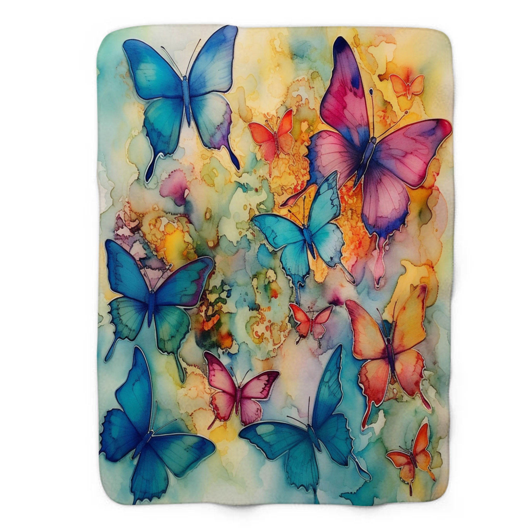 Watercolor Butterfly Print Blanket