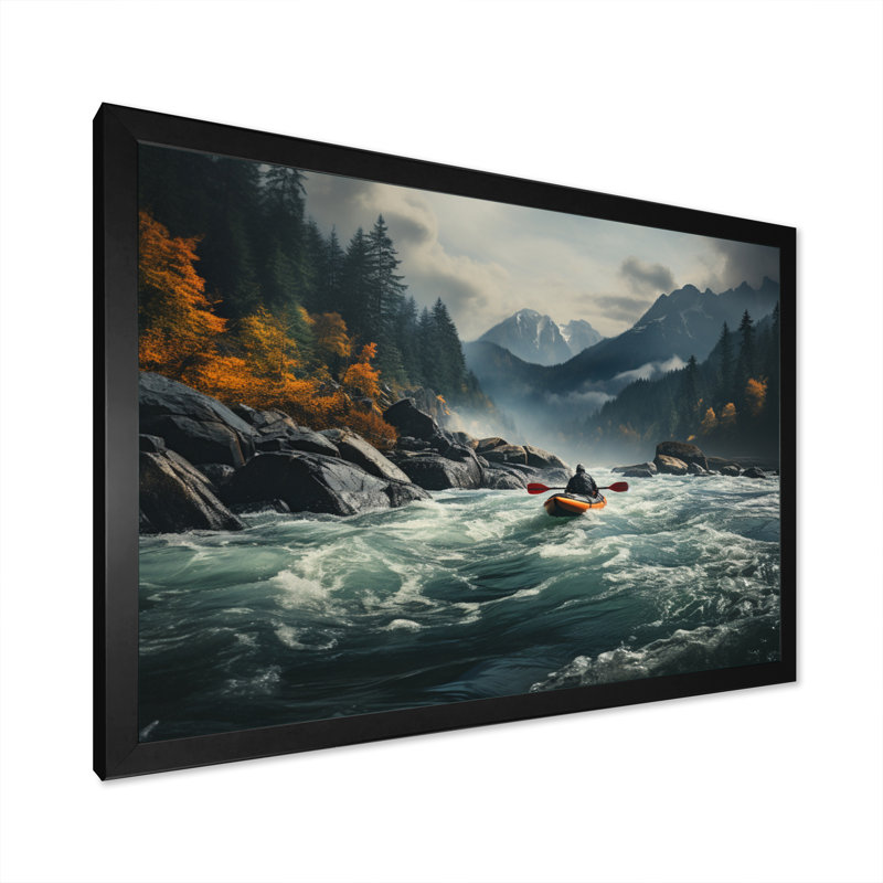 River Reflections II - Lakes & Rivers, art mural sur toile, H 34 po x l 44 po x P 1,5 po, Cadre simple noir