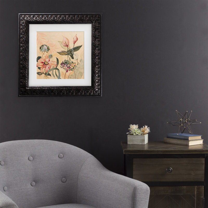 Framed Wall Art - Dusza ‘Les Fleurs 1’ Wall Decor with Matted Frame - Living Room, Kitchen, and Bathroom Art  - 16x16