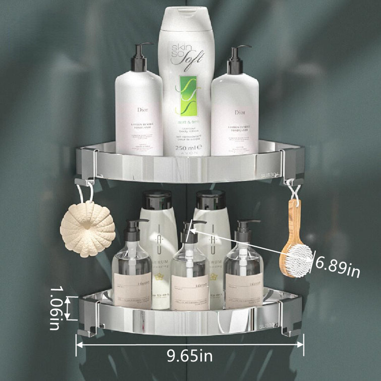 Ljudmila Corner Shower Caddy with Razor Holder Adhesive Shower