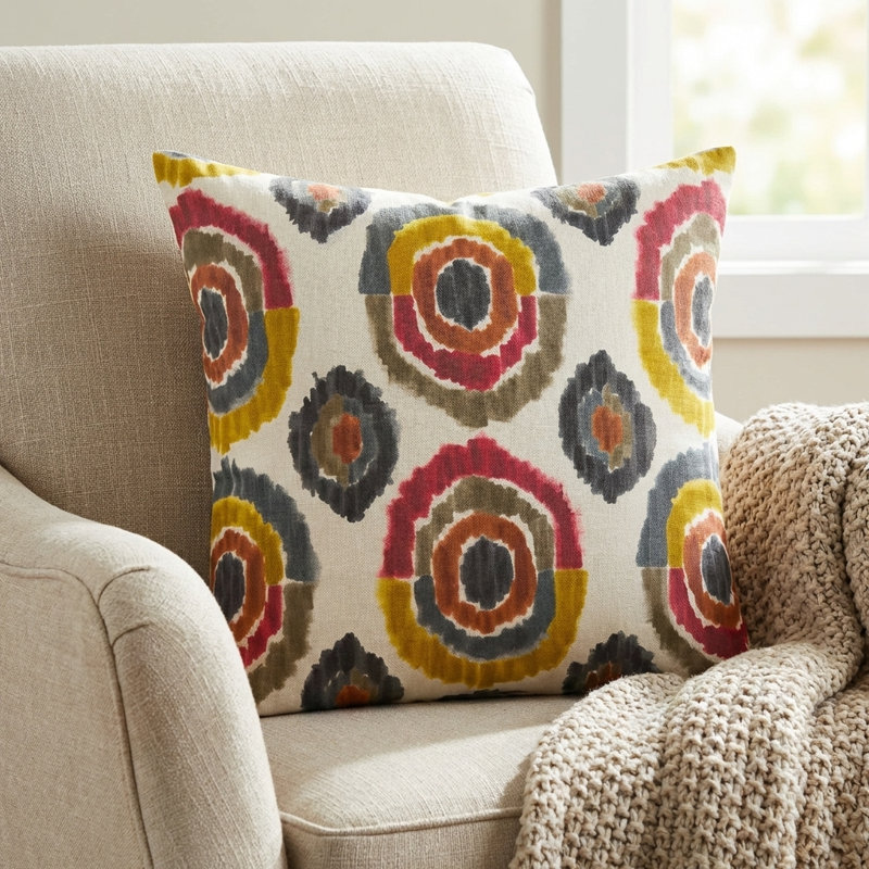 Coussin décoratif en lin fait à la main Baudi, H 18 po x l 18 po