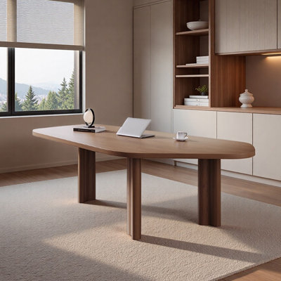 Bureau moderne moderne durable en bois de frêne brun irrégulier