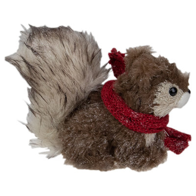 5" Crouching Squirrel Sisal Tabletop Christmas Figurine
