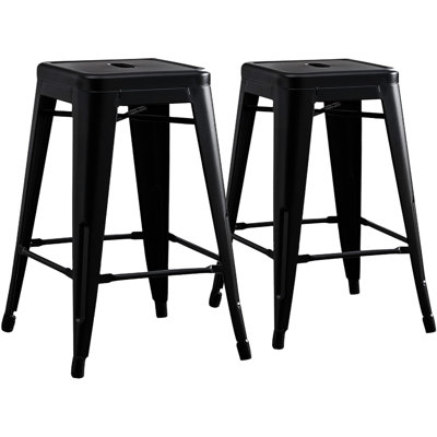 Tabourets de bar rétro en métal sans dossier rétro avec conception à 4 pieds, siège de 30 po, noir mat, simple et, idéal pour les bars, design américain rustique industriel de 2, cuisine tendance et contemporaine