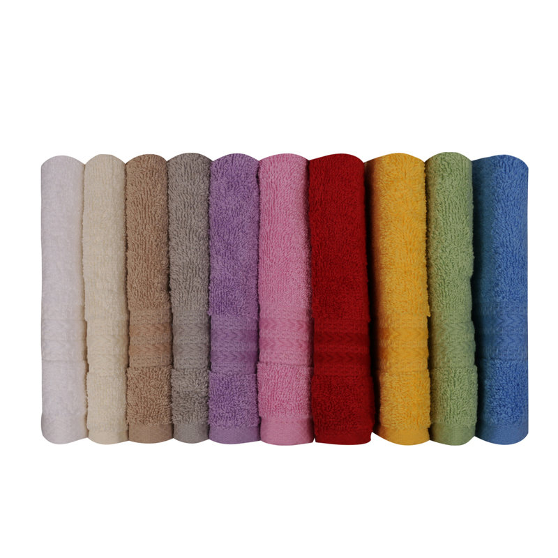 Luxurious 10-Piece Wash Towel Set, 100% Cotton, 11.8 x 19.7 inches | Ultra-Soft & Absorbent, 500 GSM | Machine Washable at 104°F | Assorted Colors: Green, Blue, Yellow, Grey, Red, Pink, Lilac, White, Cream, Brown | Ideal for Home & Spa