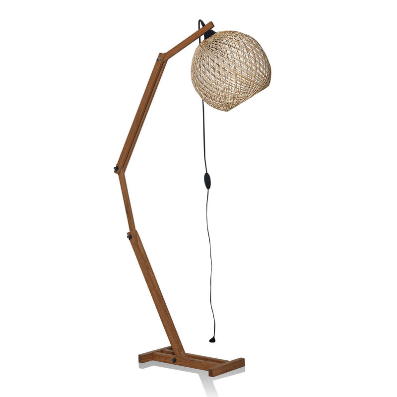 Lampe arquée en bois massif Elliee, Écru brun