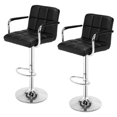 Miwako Swivel Upholstered and Faux Leather Adjustable Height Bar Stool with Steel Frame