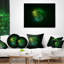 Green Glow Particles - coussin imprimé abstrait
