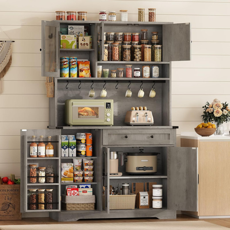 Armoire de cuisine 70,87 "avec tiroir et portes Farmhouse, Gris