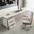White Rectangular Manufactured Wood with 3 drawers desk-109742051