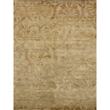Hand Knotted Floral Area Rug in Beige