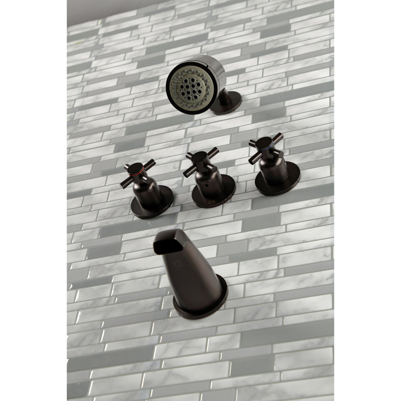 Kingston Brass Concord Triple-Handle Tub and Shower Faucet, Oil Rubbed Bronze