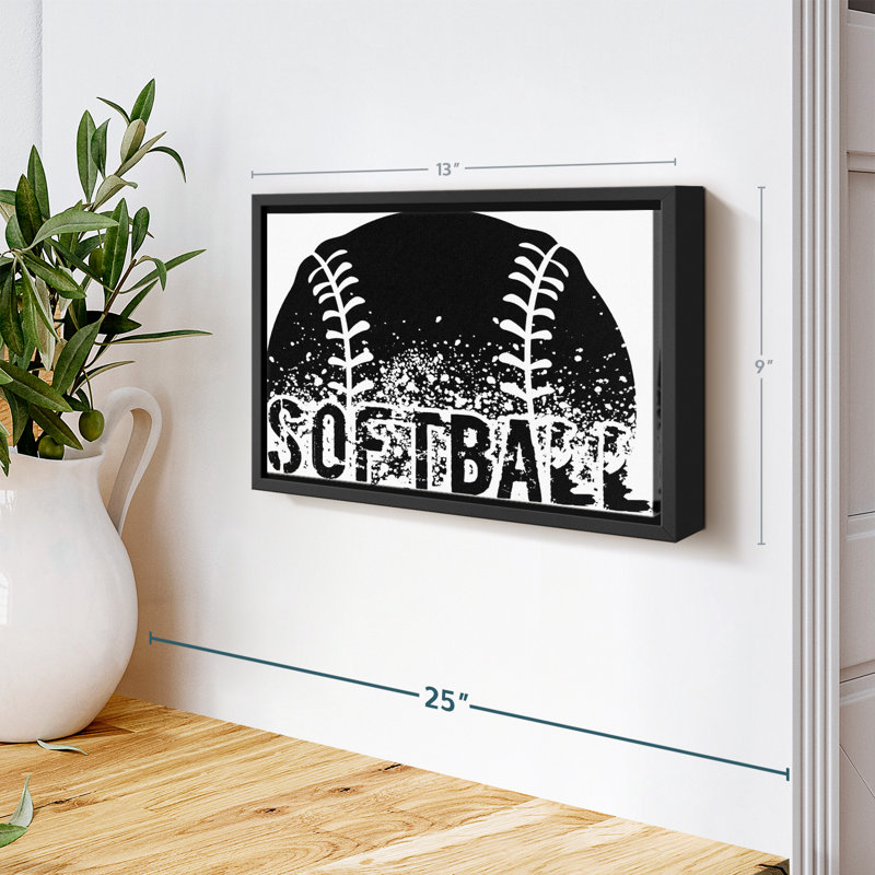 Impression sur toile noire Softball, H 9 po x l 13 po