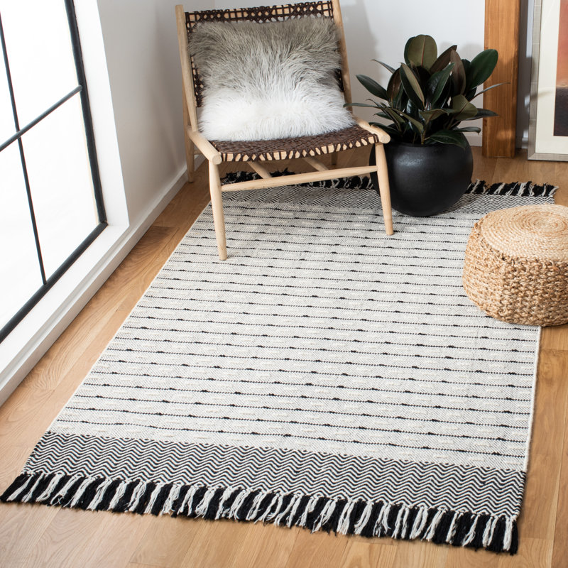 Tapis rayé en laine / coton Vermont, Rectangle 5 pi x 8 pi