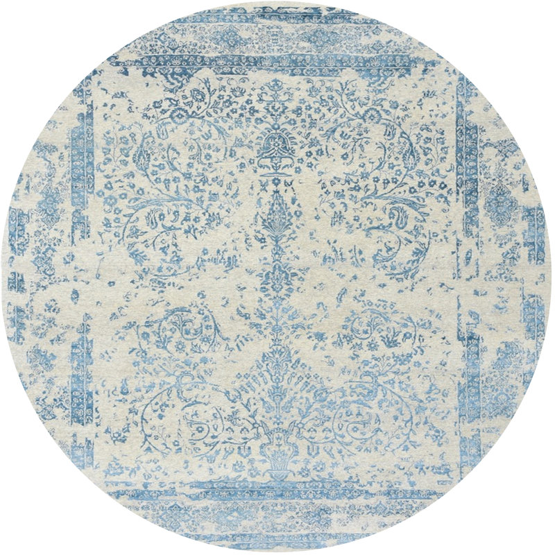 Tapis oriental bleu Henriette, Rond 4 pi